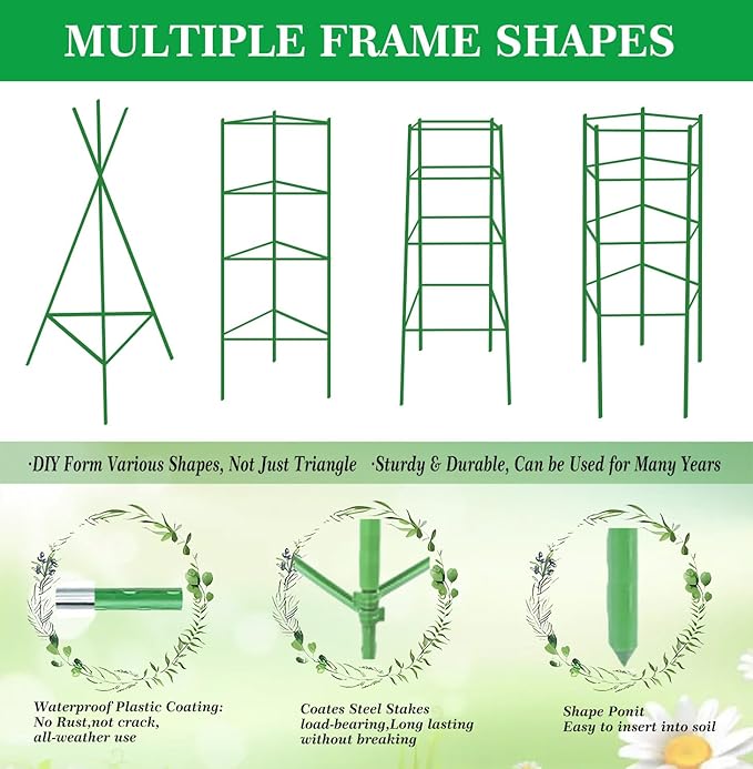 Moirsunt 6 Packs Tomato Cage for Garden Plant Support, Up to 50.2inch Garden Plant Stakes Tomato Trellis for Potted Plants, Deformable Tomato Cage Trellis for Climbing Plants Vegetables Flowers
