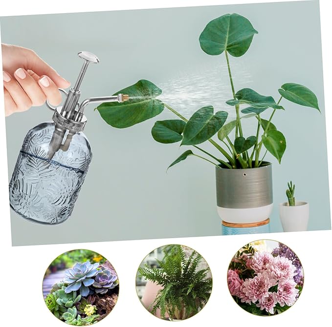 Yardwe 350ML Glass Plant Mister Spray Bottle Vintage Plant Spray Bottle Watering Bottle Small Watering Can (Silver)