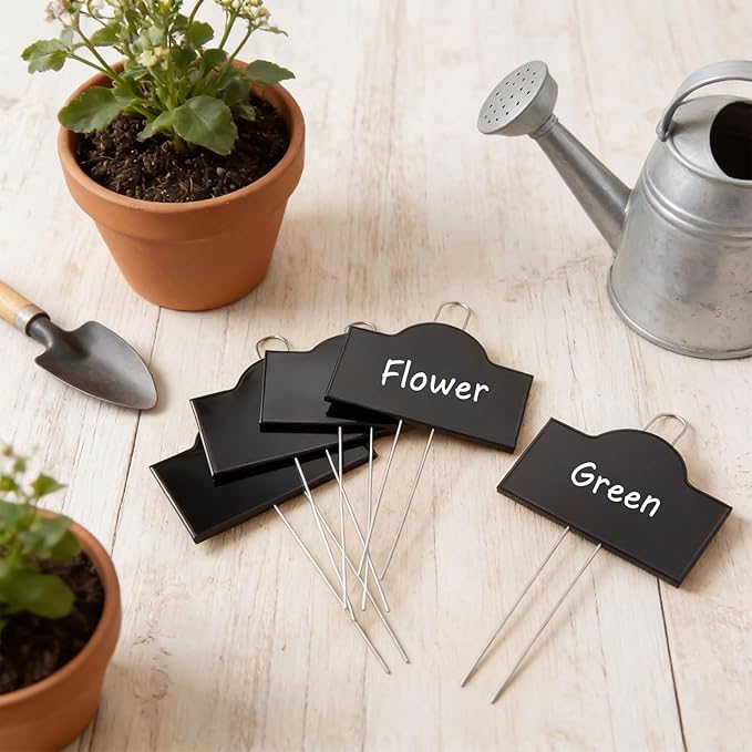 Landhoow 12 Pack Extra Large Metal Plant Labels 6" x 4" with 11'' Stake Stainless Steel Garden Markers Waterproof Memorial Plaques Weatherproof Plant Sign for Vegetable Herb Flower Greenhouse Outdoor