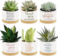 Tarklanda 6 Pcs Succulent Pots Thank You Gift Mini Ceramic Succulent Planters Pots with Bamboo Tray Succulent Pots Planters for Teacher Coworker Employee Nurse Friends Appreciation