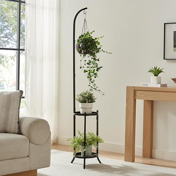 3 Tier Metal Plant Stands, Metal Corner Tall Plant Stands for Multiple Plants, Modern Flower Pot Holder Shelf Display Rack for Patio Garden Balcony Living Room