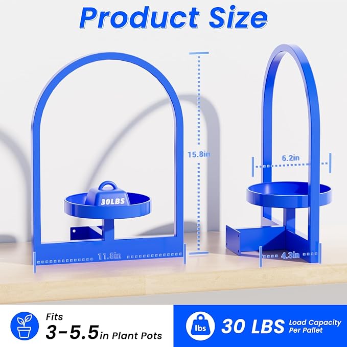 Plant Shelf for Window, Hanging Frame Decor Planter for Indoor Plants, Wall Plant Holder for Living Room/Entryway/Garden Flower Pot Holder Free Garden Shears (Arc-Blue, 2pcs)