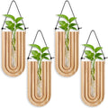 Set of 4 Wooden Wall Planter Vase Hanging Propagation Stations Glass Plant and Flower Vases Wall Plant Holder for Indoor Plants Art Boho Home Room Entryway Hallway Decoration
