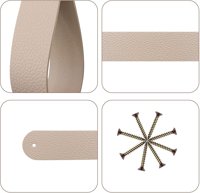 Curtain Rod Holders,Set of 8 Leather Curtain Rod Brackets with Screws,PU Curtain Rod Hangers,Leather Straps Hooks for Wall Pole Macrame Boho Art Décor, Beige