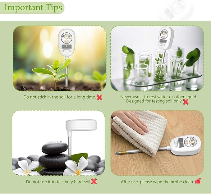 [Newest] Soil Meter, 4-in-1 Soil Moisture Meter, Digital Soil Test with pH, Moisture, Light and Nutrient for Gardening, Lawn, Farming, Outdoor& Indoor Plants