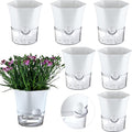 6-Pack 7.8" Clear Self Watering Pots for Indoor Plants Large Hexagon Self-Watering Planters Orchid Pots Plastic Wick Flower Plant Pots for African Violet, Spider, Herbs, Home Decor, White and Clear