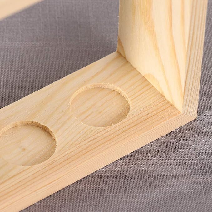 Kingbuy Wall Propagation Station with 5 Test Tube Vases - Vintage Wood Stand Wall Hanging Planter for Plants, Tabletop Terrarium Windowsill Decor Kitchen Herb Garden Accessory, Burlywood