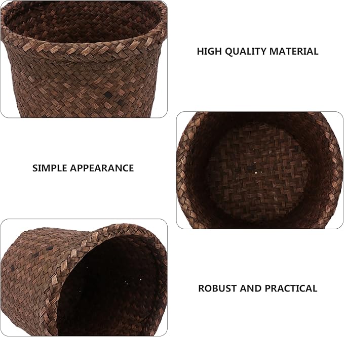 Yardwe Wicker Flower Pot Seagrass Planter Basket Flower Pots Cover Plant Pots Containers Naturalstraw Pot for Indoor Outdoor Plant Antique Wicker Planter Basket