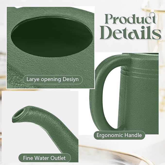 Watering Can for Garden Indoor Plants Outdoor Plant House Flower - 1/4 Gallon - Green