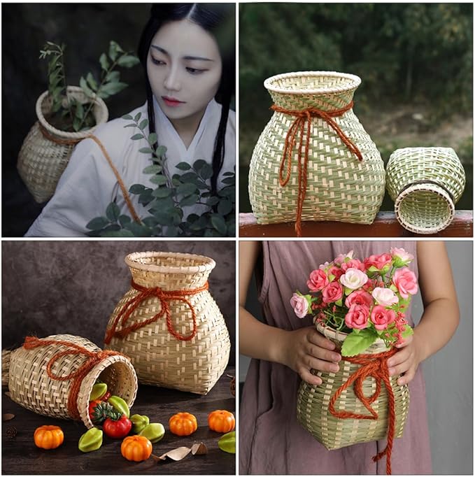 Zerodeko 1pc Handmade Woven Flower Basket Rustic Storage Container for Home Decor Multi-functional Basket for Flower Arranging and Organizing Natural Material Design