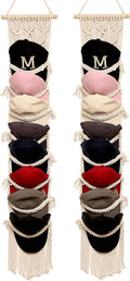 jontell Boho Ball Cap Hanger-2 Pack-Boho Macrame Cap Holder Wall Hat Organizer for Baseball Cap Holder Over Door, Hat Rack for Wall Cap Rack Disaplay Bearoom Decorations