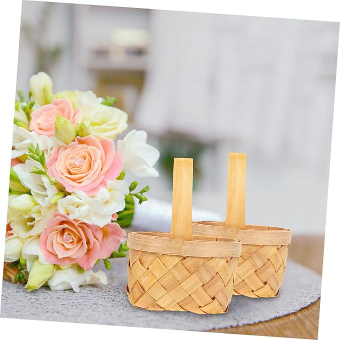 Zerodeko 4sets Rattan Flower Basket Seagrass Woven Planter Wedding Baskets Jewelry Makeup Organizer Garden Indoor Outdoor Decor 4pcs*4