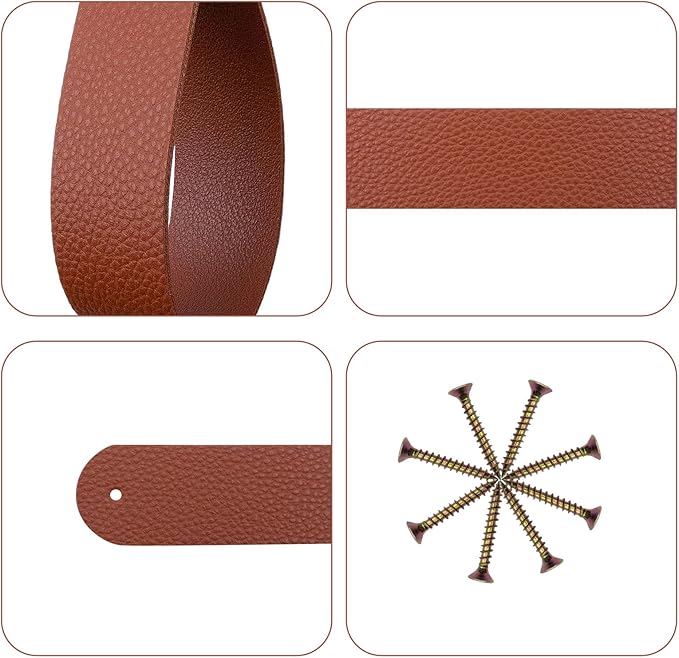 Curtain Rod Holders,Set of 8 Leather Curtain Rod Brackets with Screws,PU Curtain Rod Hangers Stylish Brown Leather Straps Hooks for Wall Pole Macrame Boho Art Décor, CH-005