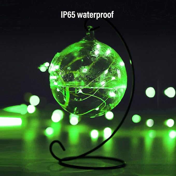 Ariceleo Mini St. Patrick's Day Fairy Lights Battery Operate, 1 Pack Copper Wire 3*AAA Battery Powered Led Starry Fairy String Lights for Bedroom, Christmas, Party, Wedding, Decoration(5m/16ft Green)