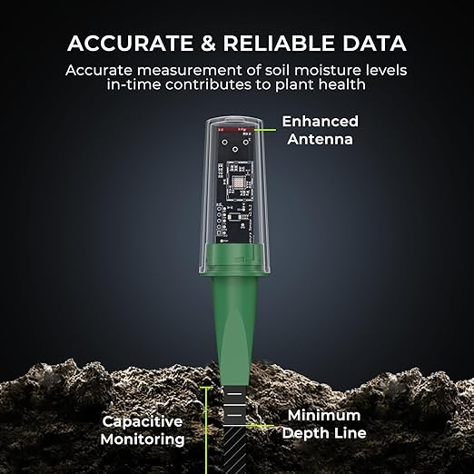 THIRDREALITY Smart Soil Moisture Sensor Gen2, Zigbee hub Needed, Enhanced Signal Stability, Capacitive Moisture Monitoring, Garden Planting, Compatible with Hubitat, SmartThings, Home Assistant, Homey