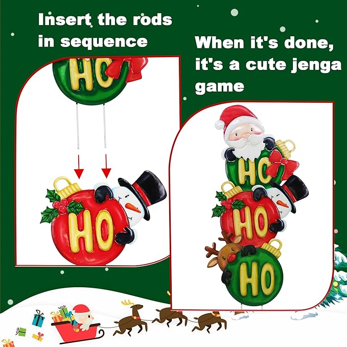 3 Pack Metal Christmas Yard Signs Decor for Multiple Stacked,Voumsil Christmas Yard Stakes Ball Fall Yard Decor for Outside Garden Lawn Porch