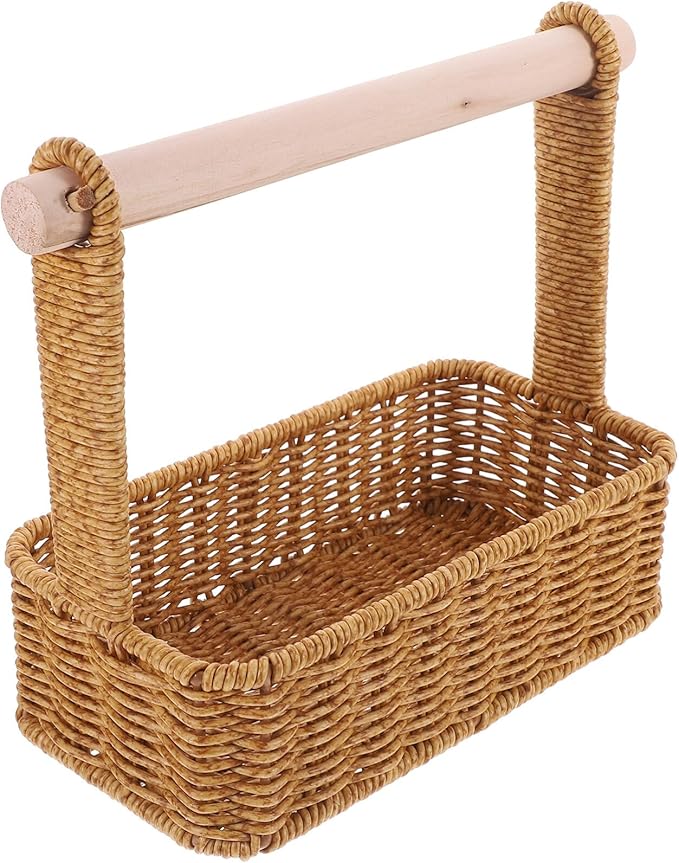 Alipis Wicker Storage Baskets Wicker Planter Basket Seagrass Baskets Basket with Handle Tissue Baskets Candy Storage Bins Bread Shopping Imitation Rattan Napkin Holder