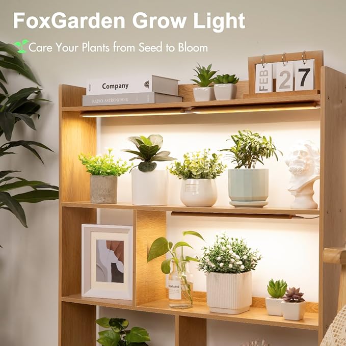 FOXGARDEN Grow Light for Indoor Plants Full Spectrum, Bamboo Plant Light Strip for Indoor Growing, 288 LED Grow Lamp with Timer 4/8/12H, 3 Switch Modes, 10 Dimmable Levels, 3 Strips with 1 Controller