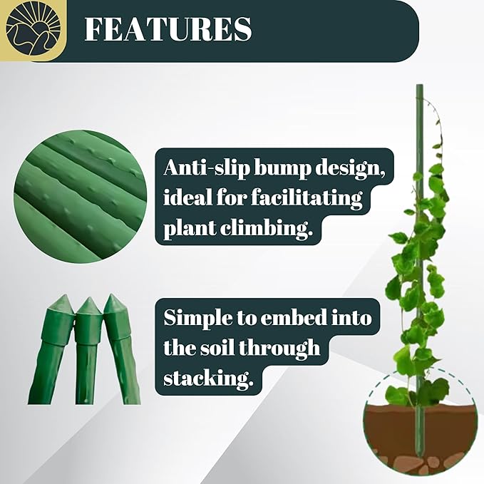 Garden Stakes 40 Inch Pack of 30, Heavy Duty Plastic Coated Metal Plant Stakes, Plant Support Poles for Tomato, Flowers, Climbing Vines