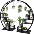 Jojoka Plant Stand Indoor Outdoor 2 Pack, 5 Tier 56" Tall Metal Plant Shelf, Heavy Duty Corner Flower Rack with Hanging Hooks, Multi Plant Holder for Living Room Garden Balcony,Black
