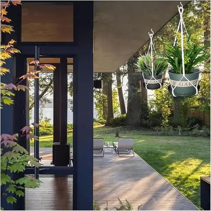 2 Pack Macrame Plant Hangers, 38‘’ Plant Hangers Indoor, Handmade Woven Cotton Style Hanging Plant Holder, Short No Tassels for Indoor Outdoor and Home Decor Hanging Planter