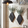 Chunful 2 Pcs Wooden Wall Planter Decor Hanging Faux Plants Greenery Flowers Holder Vase Boxes for Wall Bohemian Farmhouse Room Kitchen Office Indoor Decoration (Black,9.8 x 6.6 x 1.2 Inches)