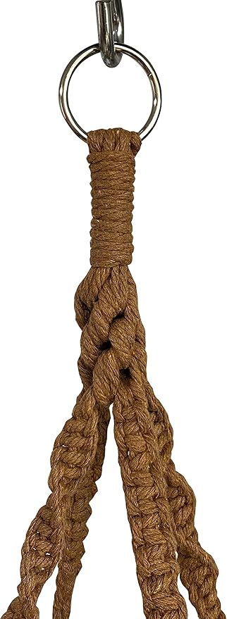 Macrame Plant Hanger & Holder, Hanging Planter 4 Legs Double Deck for 8 inch to 10 inch Two Pots Indoor Outdoor Hanging Planter Hemp Rope 67 Inch with Metal Ring (Brown)