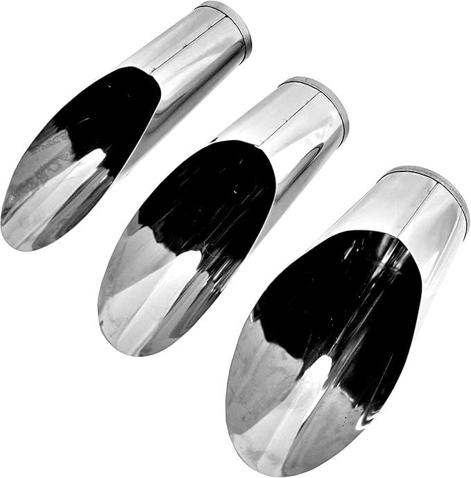 Bonsai Soil Scoop Metal 3 Pcs Set (Large, Medium, Small) Stainless Steel Garden Hand Soil Scooper, Professional Bonsai Tool Kit, Silver