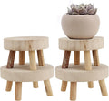 4 PCS Mini Wooden Stool Plant Stand, Small Plant Display Stool, Wood Plant Riser Stands, Round Wood Plant Holder for Indoor and Outdoor Home Decor, 2 Sizes