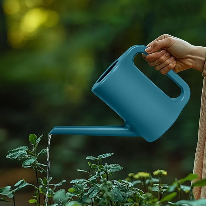 Plastic Watering Can - for Indoor and Outdoor Home Garden Plants - with Long Spout - Blue - 1/4 Gallon