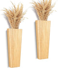 2PCS Wood Wall Planter for Indoor Plants, Wooden Hanging Planter for Dried Flowers and Artificial Greenery Plants, Modern Farmhouse Wood Wall Decor for Living Room,Bedroom,Bathroom(Natural)
