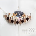 Pretty Jolly Macrame Stuffed Animal Hammock with Beads Hand Woven Leaf Tassels Corner Hanging Net Boho Plush Holder for Kid Room Nursery Decor Easy Install Organizer for Girls Gift(Brown)