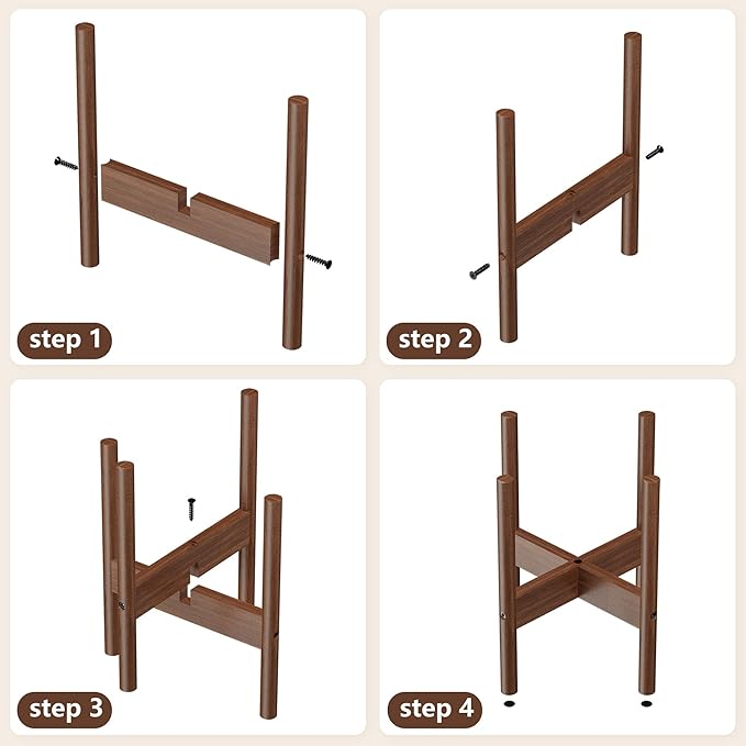ALIGADO 2 Pack Bamboo Plant Stands Indoor, for Up to 12 Inch Pots, Built to Fit Corners, Sturdy & Stable Design, Walnut Finish