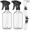 Baderke 2 Pcs Spray Bottle, 16 oz Plastic Spray Bottles for Cleaning 360° Upside Down Sprayer Bottles for Cleaning Solutions, Durable Nozzle W/fine Mist and Stream Setting(Clear)