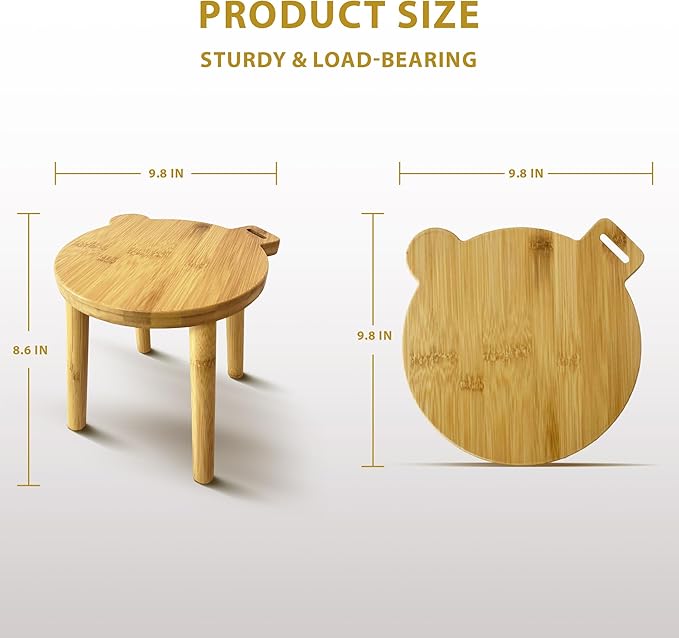9.8 in Small Wooden Stool, Non-Slip Small Round Stool, Portable and Sturdy, Suitable for Footstools in Bedroom, Bathroom, Kitchen (S)