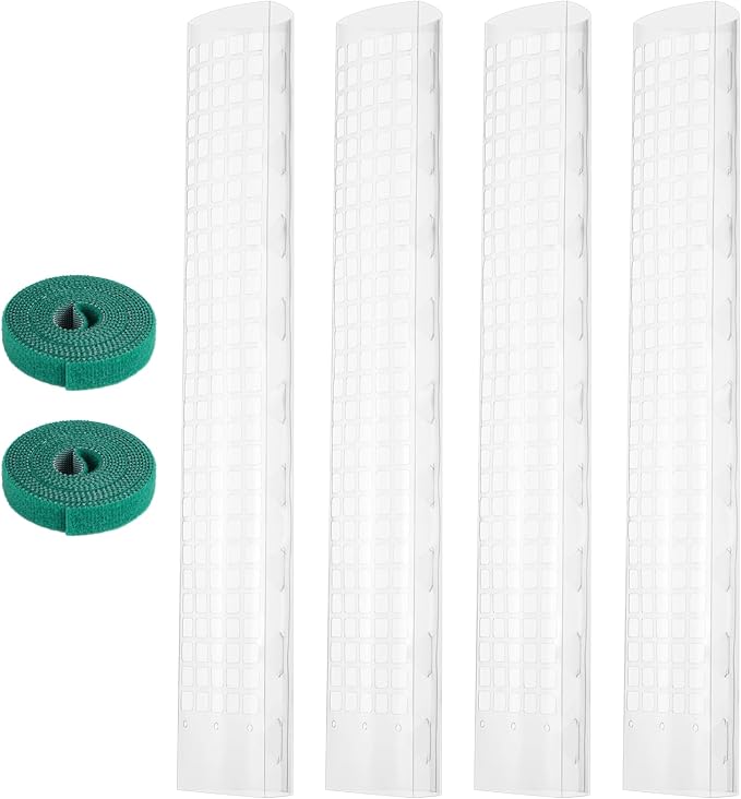 4 Pcs Plastic Moss Poles, 24″ Clear Sphagnum Moss Sticks for Indoor Climbing Plants, Stackable Hollow Plant Supports with 10ft Ties, Plant Moss Poles for Monstera, White