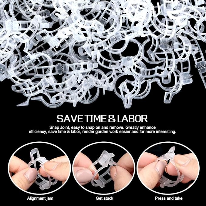 100Pcs Plant Support Clips Reusable Plastic Garden Clips Trellis Clips for Tomato Cucumber Vine Climbing Plants Indoor Outdoor Stem Support Monstera Pothos Orchid Clematis