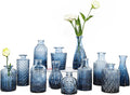 TBWIND 12Pcs Blue Glass Bud Vases Set, Small Vases for Flowers, Perfect for Centerpieces at Parties, Baby Showers, Weddings, Events, Graduation Season, Great Gifts for Office & Home Décor