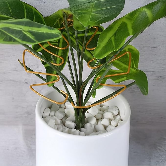 Jiozermi 6PCS Golden Monstera Plant Support, Elegant Metal Plant Stem Support Stakes for Indoor Plants, Durable and Stylish Accessories for Healthy Growth and Stability