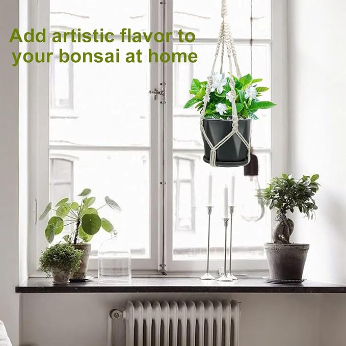 2 Pack Macrame Plant Hangers, 20‘’ Plant Hangers Indoor, Handmade Woven Cotton Style Hanging Plant Holder, Short No Tassels for Indoor Outdoor and Home Decor Hanging Planter