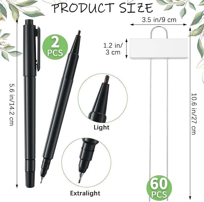 Maitys 62 Pcs Metal Plant Labels Garden Markers Outdoor Weatherproof 10.6 Inch Stainless Steel Nursery Tags Reusable Bulk with Pens for Flower Fruit Vegetable Seedling (White Label with Black Ink)