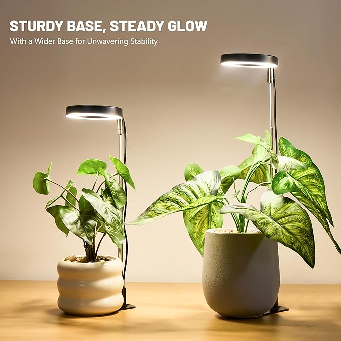 LBW Grow Light for Indoor Plants, Full Spectrum Plant Light with Base, Height Adjustable Plant Growing Lamp with Auto On/Off Timer 6/8/12/16H,3 Colors,5 Dimming Levels, for Small Plants, Black,5 packs