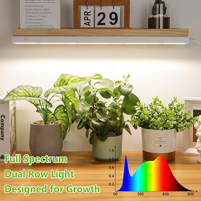 FOXGARDEN Grow Lights for Indoor Plants, 2FT 40W (4×10W) Full Spectrum LED Plant Growing Lamp, Grow Light Strip, Grow Light for Seed Starting, Plug and Play, Separate Switch, 4-Pack