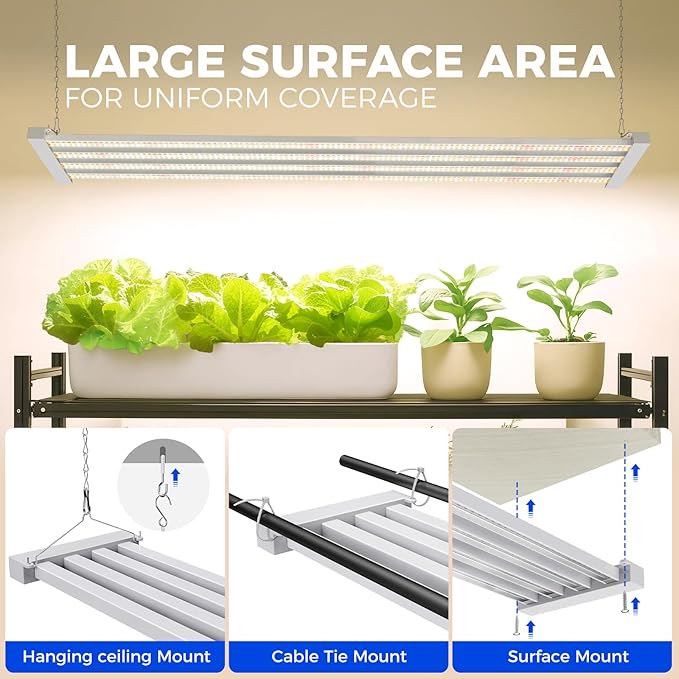 Barrina TX-L84 4FT LED Grow Light, 84W, 4 LED Panels Wider Coverage, Full Spectrum with 730nm IR LEDs, High PPFD, Linkable, Hanging for Plant Lights Indoor, Greenhouse, Vegetable, Seeding, 1 Pack