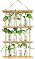 Plant Propagation Stations Wall Hanging Plant Terrarium with Wooden Stand, Wall Planters Vase for Hydroponic Plants Cutting,Home Office Decor Plant Lover Gifts