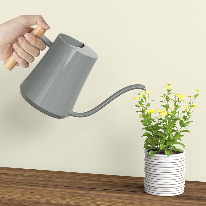 Watering Can Indoor Plants 35oz Elephant Gray Water Can Indoor Metal Small Water Can Pot with Long Spout for House Bonsai Plants Garden Flower Decorative