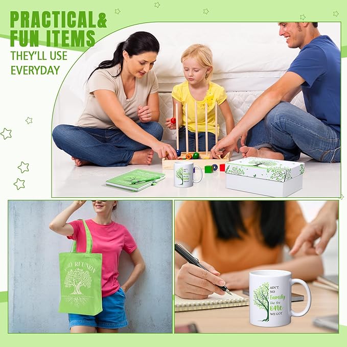 Pickmesh 8 Pcs Family Reunion Favors Set Family Reunion Gift Include Families Tree Canvas Tote Bag Spiral Notebook Pen Card 12 oz Mug Keychain Socks for Families Gathering Party Supplies