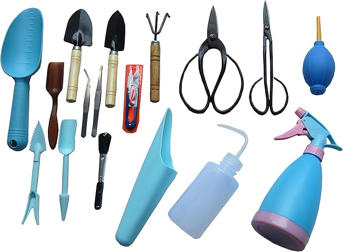 Bonsai Tools 17Piece Set, Bonsai Shear Set, Succulent Garden Tools Kit 17Pack
