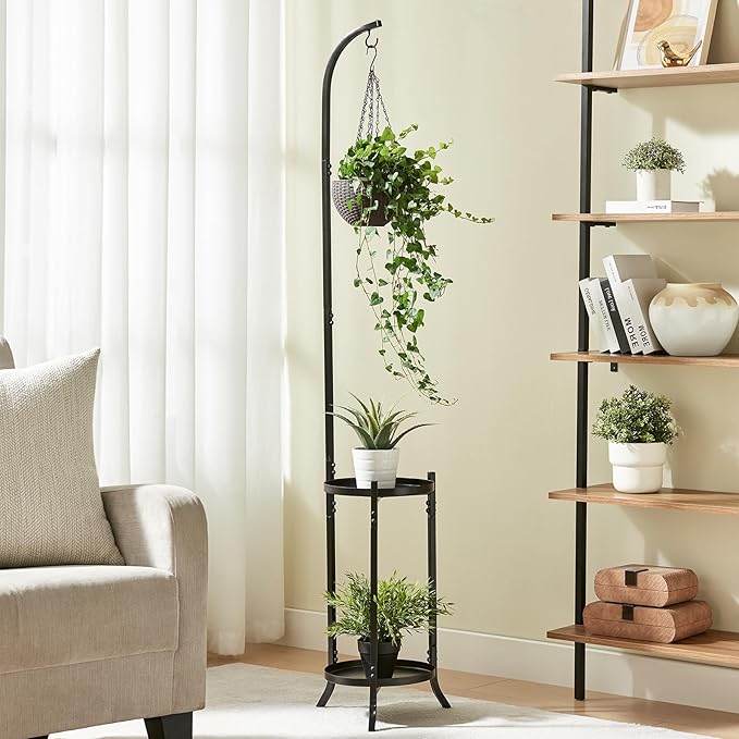 3 Tier Metal Plant Stands, Metal Corner Tall Plant Stands for Multiple Plants, Modern Flower Pot Holder Shelf Display Rack for Patio Garden Balcony Living Room