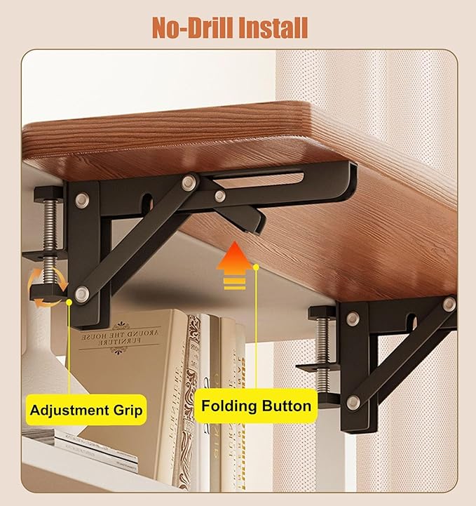 Clamp Window Sill Plant Shelf Foldable, No Drill Desk Extender Tray Space Saving, Wood Window Sill Extender Removable, Countertop Gap Rack(Walnut,90x20cm(35.4x7.9in))